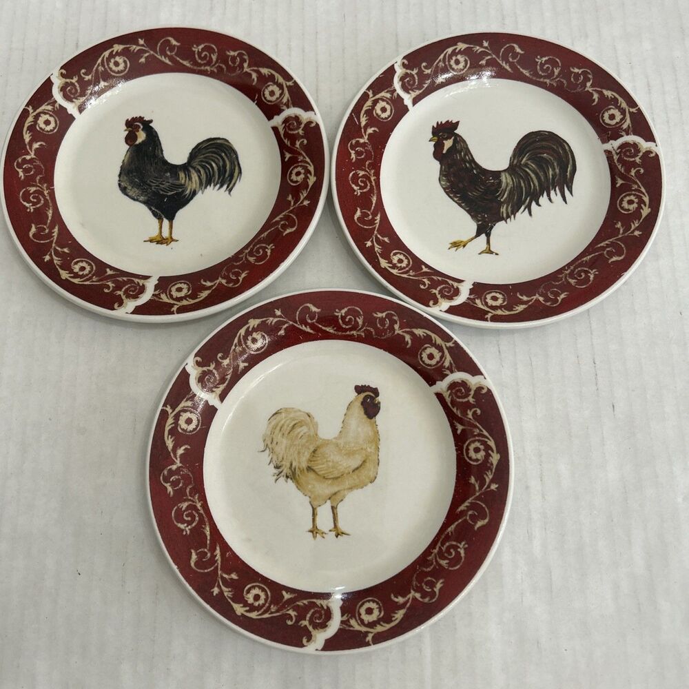 Oneida Casual Settings Farmhouse Rooster Plates Set Of 3